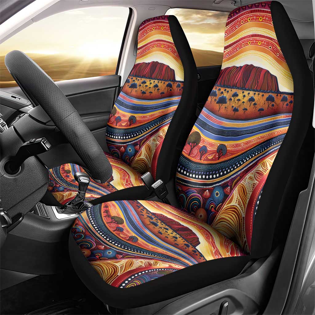 Uluru Ayers Rock Sunset Car Seat Cover Aboriginal Dot Painting
