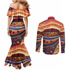 Uluru Ayers Rock Sunset Couples Matching Mermaid Dress and Long Sleeve Button Shirt Aboriginal Dot Painting