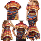 Uluru Ayers Rock Sunset Family Matching Mermaid Dress and Hawaiian Shirt Aboriginal Dot Painting