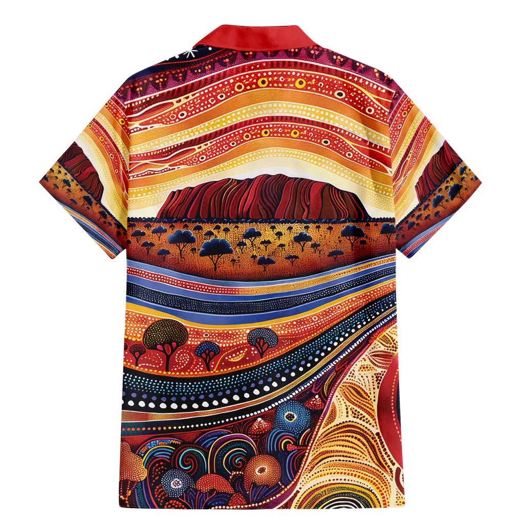 Uluru Ayers Rock Sunset Family Matching Mermaid Dress and Hawaiian Shirt Aboriginal Dot Painting