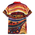 Uluru Ayers Rock Sunset Family Matching Mermaid Dress and Hawaiian Shirt Aboriginal Dot Painting
