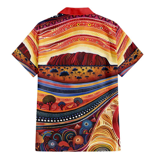 Uluru Ayers Rock Sunset Family Matching Mermaid Dress and Hawaiian Shirt Aboriginal Dot Painting