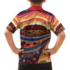 Uluru Ayers Rock Sunset Family Matching Puletasi and Hawaiian Shirt Aboriginal Dot Painting
