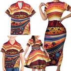 Uluru Ayers Rock Sunset Family Matching Short Sleeve Bodycon Dress and Hawaiian Shirt Aboriginal Dot Painting