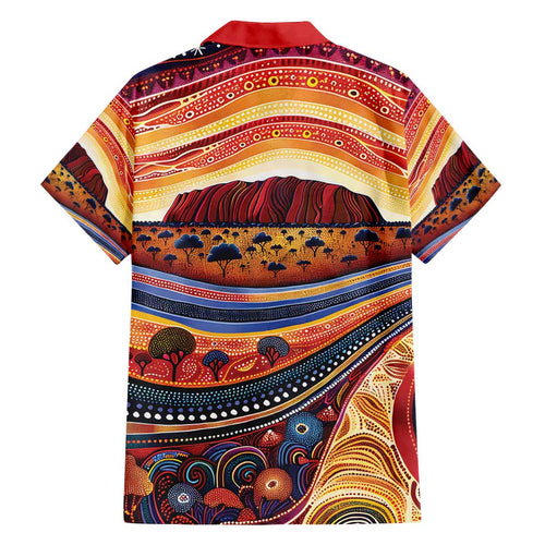 Uluru Ayers Rock Sunset Family Matching Tank Maxi Dress and Hawaiian Shirt Aboriginal Dot Painting