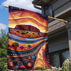 Uluru Ayers Rock Sunset Garden Flag Aboriginal Dot Painting