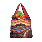Uluru Ayers Rock Sunset Grocery Bag Aboriginal Dot Painting