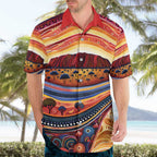 Uluru Ayers Rock Sunset Hawaiian Shirt Aboriginal Dot Painting