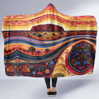 Uluru Ayers Rock Sunset Hooded Blanket Aboriginal Dot Painting