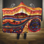 Uluru Ayers Rock Sunset Hooded Blanket Aboriginal Dot Painting