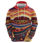 Uluru Ayers Rock Sunset Hoodie Aboriginal Dot Painting