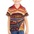 Uluru Ayers Rock Sunset Kid Hawaiian Shirt Aboriginal Dot Painting