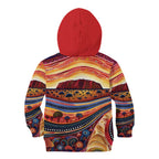 Uluru Ayers Rock Sunset Kid Hoodie Aboriginal Dot Painting