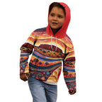 Uluru Ayers Rock Sunset Kid Hoodie Aboriginal Dot Painting