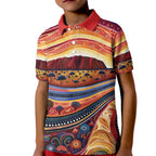 Uluru Ayers Rock Sunset Kid Polo Shirt Aboriginal Dot Painting