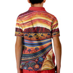 Uluru Ayers Rock Sunset Kid Polo Shirt Aboriginal Dot Painting
