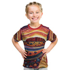 Uluru Ayers Rock Sunset Kid T Shirt Aboriginal Dot Painting