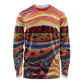 Uluru Ayers Rock Sunset Long Sleeve Shirt Aboriginal Dot Painting
