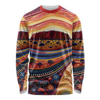 Uluru Ayers Rock Sunset Long Sleeve Shirt Aboriginal Dot Painting