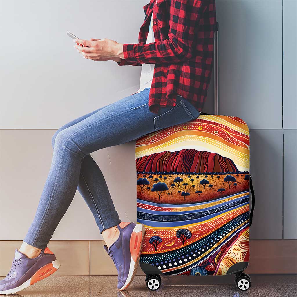 Uluru Ayers Rock Sunset Luggage Cover Aboriginal Dot Painting