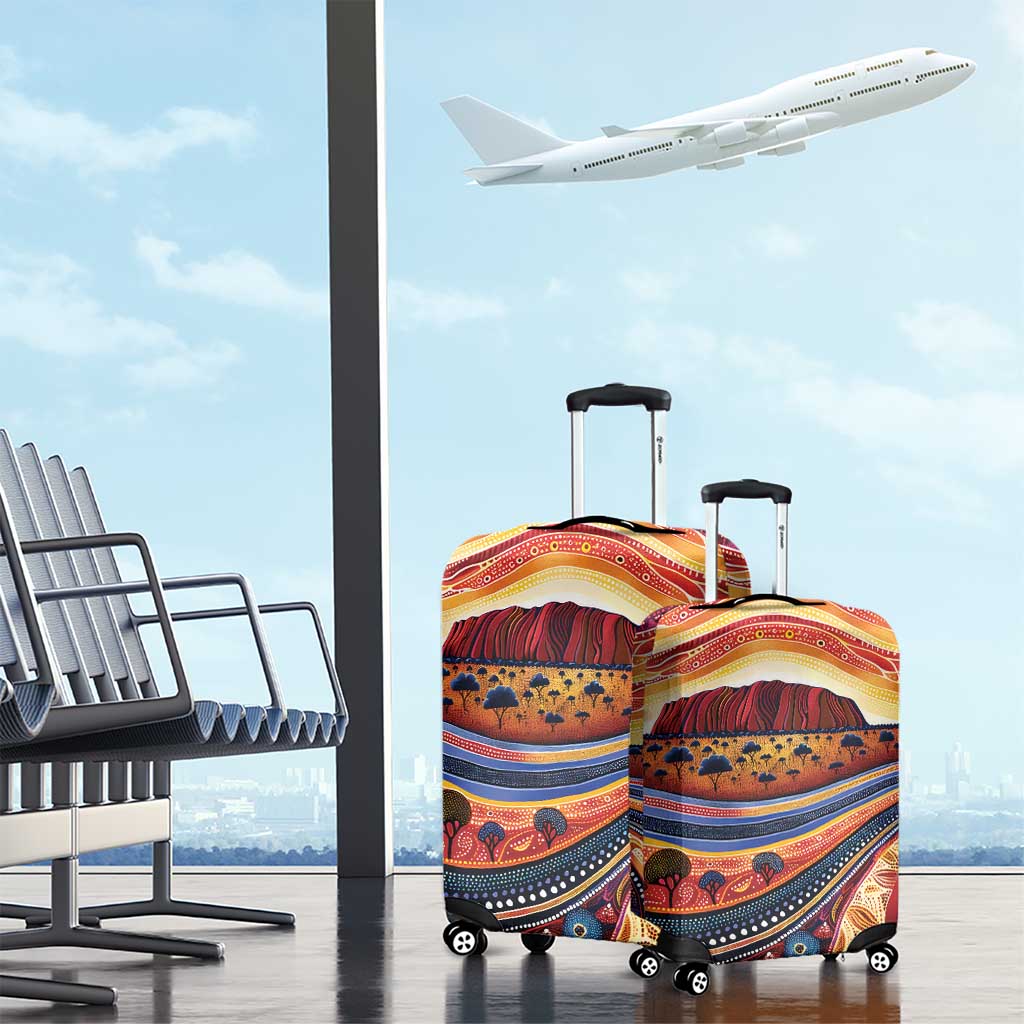 Uluru Ayers Rock Sunset Luggage Cover Aboriginal Dot Painting