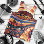 Uluru Ayers Rock Sunset Men Tank Top Aboriginal Dot Painting