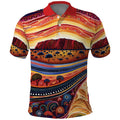Uluru Ayers Rock Sunset Polo Shirt Aboriginal Dot Painting