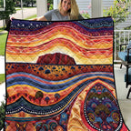 Uluru Ayers Rock Sunset Quilt Aboriginal Dot Painting
