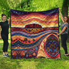 Uluru Ayers Rock Sunset Quilt Aboriginal Dot Painting
