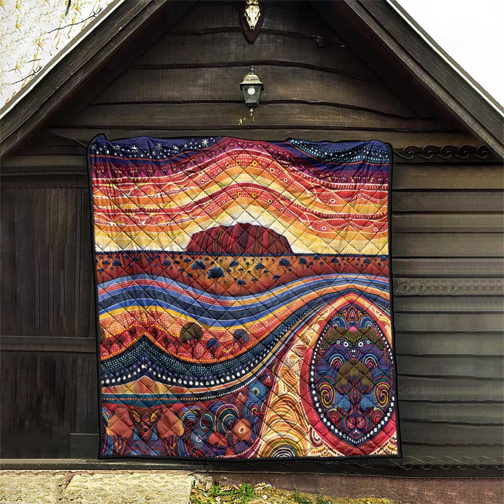 Uluru Ayers Rock Sunset Quilt Aboriginal Dot Painting