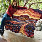 Uluru Ayers Rock Sunset Quilt Aboriginal Dot Painting