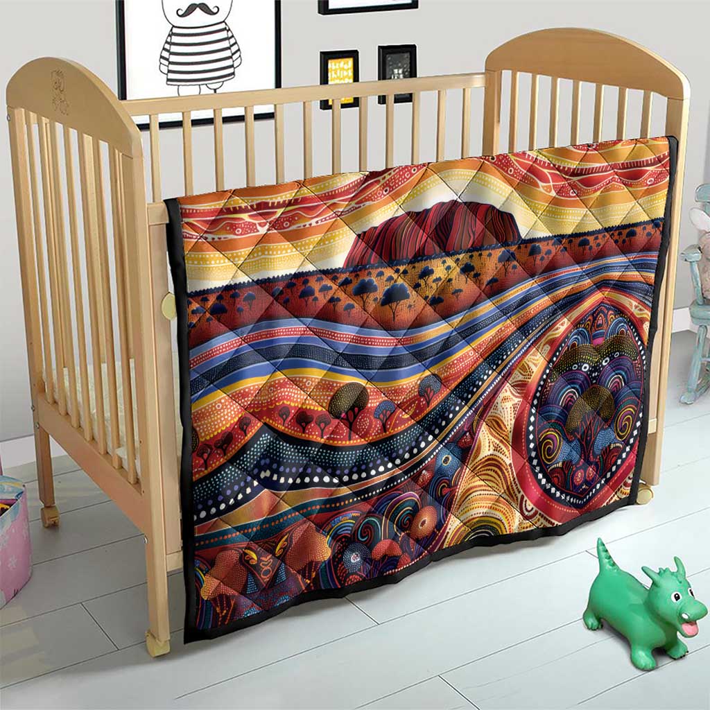 Uluru Ayers Rock Sunset Quilt Aboriginal Dot Painting