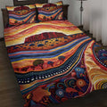 Uluru Ayers Rock Sunset Quilt Bed Set Aboriginal Dot Painting