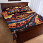 Uluru Ayers Rock Sunset Quilt Bed Set Aboriginal Dot Painting