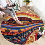 Uluru Ayers Rock Sunset Round Carpet Aboriginal Dot Painting
