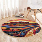 Uluru Ayers Rock Sunset Round Carpet Aboriginal Dot Painting