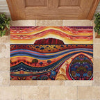 Uluru Ayers Rock Sunset Rubber Doormat Aboriginal Dot Painting