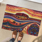 Uluru Ayers Rock Sunset Rubber Doormat Aboriginal Dot Painting