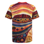 Uluru Ayers Rock Sunset Rugby Jersey Aboriginal Dot Painting