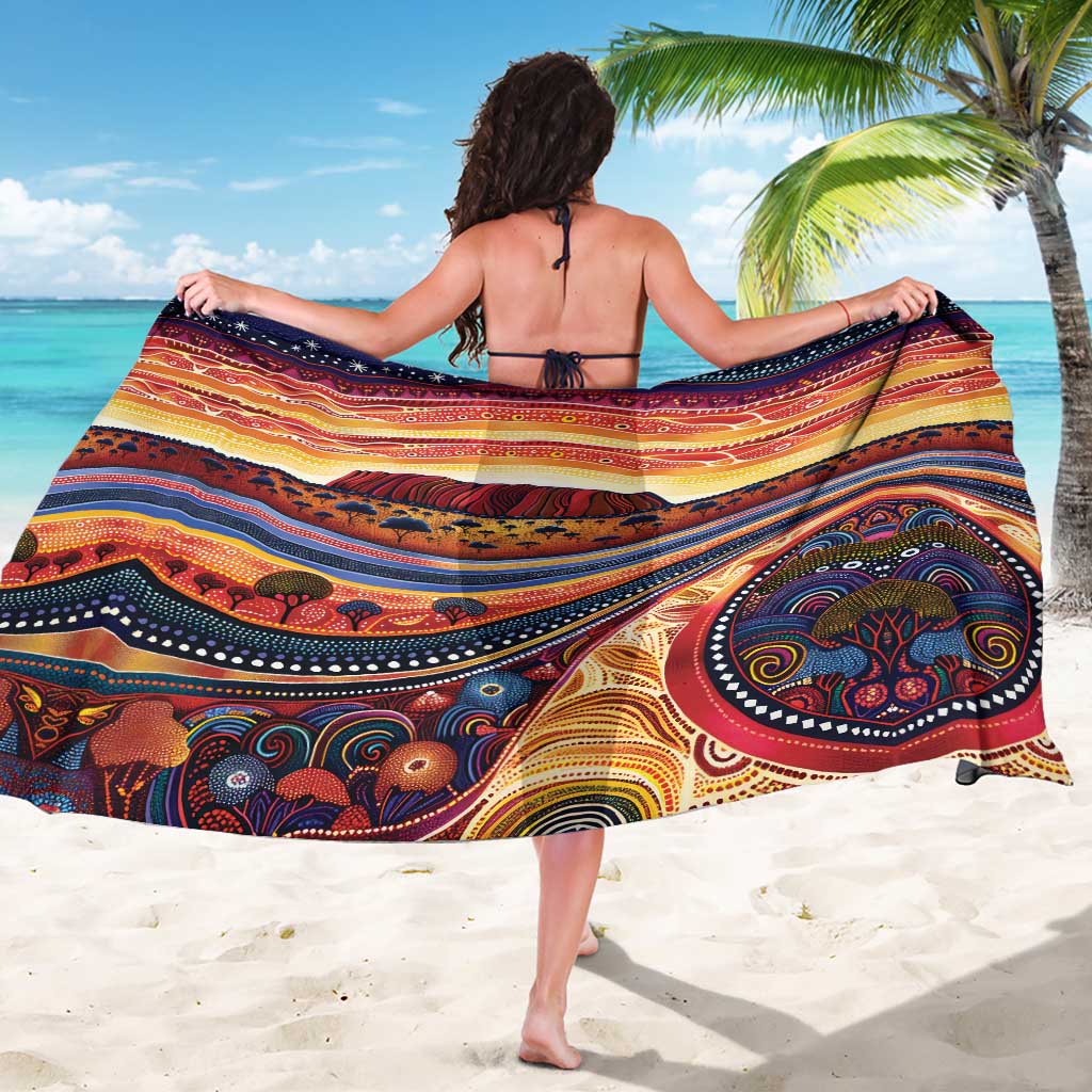 Uluru Ayers Rock Sunset Sarong Aboriginal Dot Painting