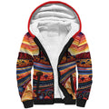 Uluru Ayers Rock Sunset Sherpa Hoodie Aboriginal Dot Painting