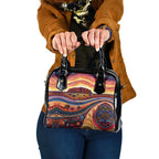 Uluru Ayers Rock Sunset Shoulder Handbag Aboriginal Dot Painting