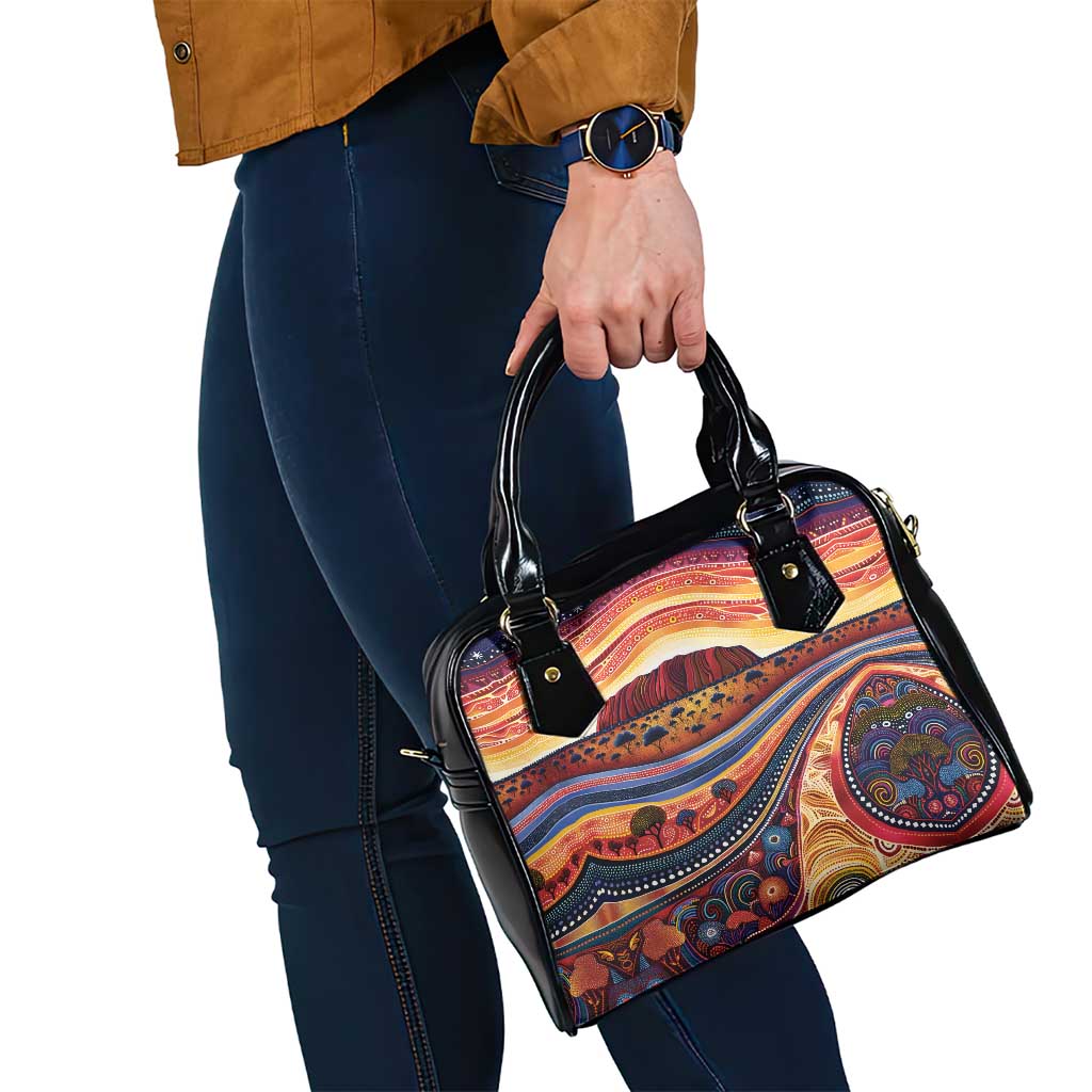 Uluru Ayers Rock Sunset Shoulder Handbag Aboriginal Dot Painting
