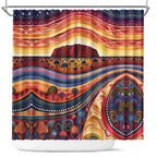 Uluru Ayers Rock Sunset Shower Curtain Aboriginal Dot Painting