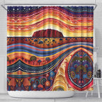 Uluru Ayers Rock Sunset Shower Curtain Aboriginal Dot Painting