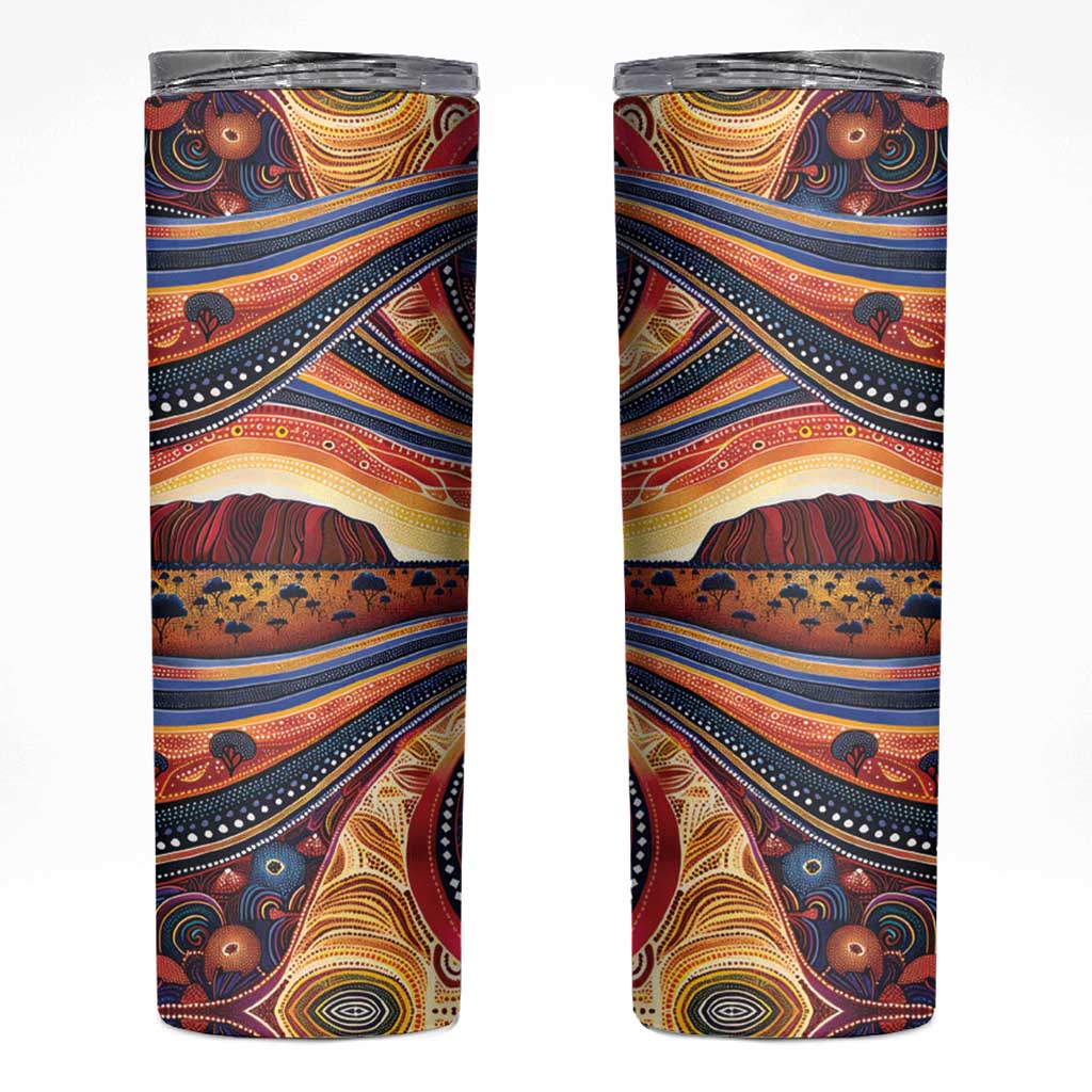 Uluru Ayers Rock Sunset Skinny Tumbler Aboriginal Dot Painting
