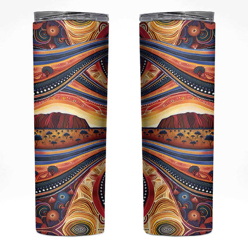 Uluru Ayers Rock Sunset Skinny Tumbler Aboriginal Dot Painting