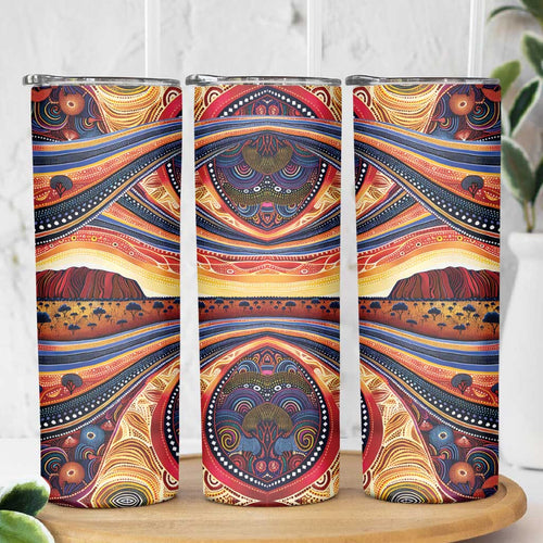 Uluru Ayers Rock Sunset Skinny Tumbler Aboriginal Dot Painting