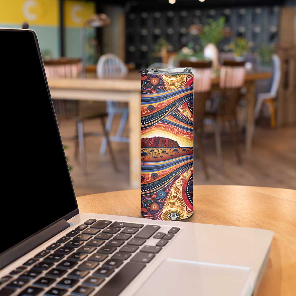 Uluru Ayers Rock Sunset Skinny Tumbler Aboriginal Dot Painting