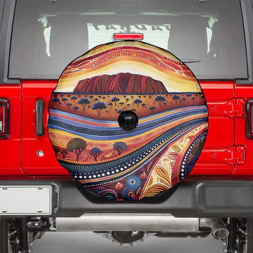 Uluru Ayers Rock Sunset Spare Tire Cover Aboriginal Dot Painting